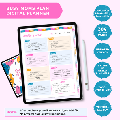 Busy Moms Plan Undated Digital Planner